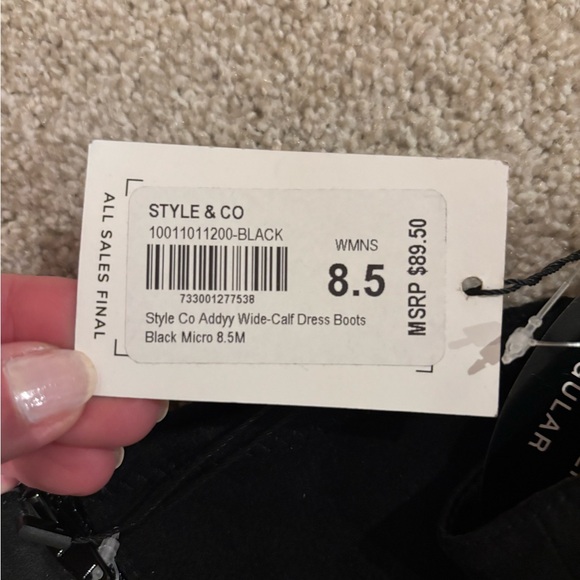 NWT Style & Co. Addyy Black Wide Calf Heeled Boots - Picture 6 of 6